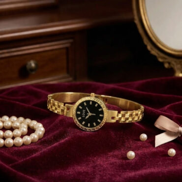 Chic Circular Dial Decorative Watch Stainless Steel Handcuff Bracelet