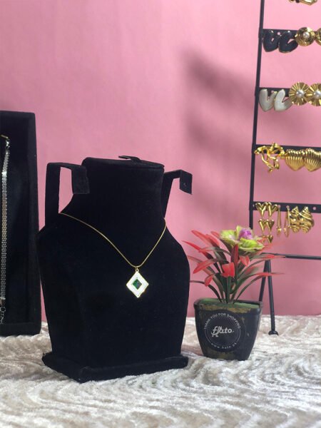 Diamond Shaped Pendant with Green Center Stone
