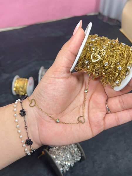 Frame Heart with Stone Sequence Permanent Chain