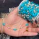 Turquoise Tube & White Pearl Station Gold Stainless Steel Permanent Jewelry Chain Reel - 4.6 - 9.0 inches(FOR BRACELET)