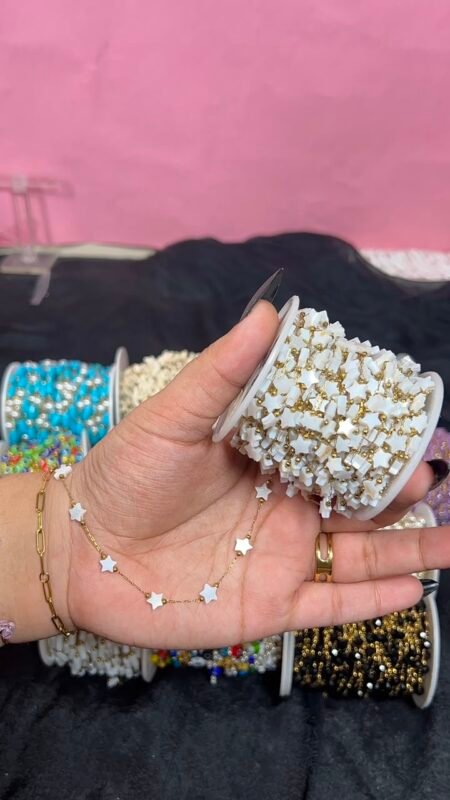 White Shell Star Station Gold Stainless Steel Permanent Jewelry Chain