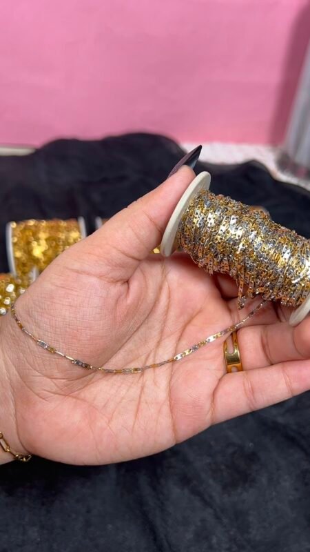 Two-Tone Gold & Silver Bar Link Stainless Steel Permanent Jewelry Chain