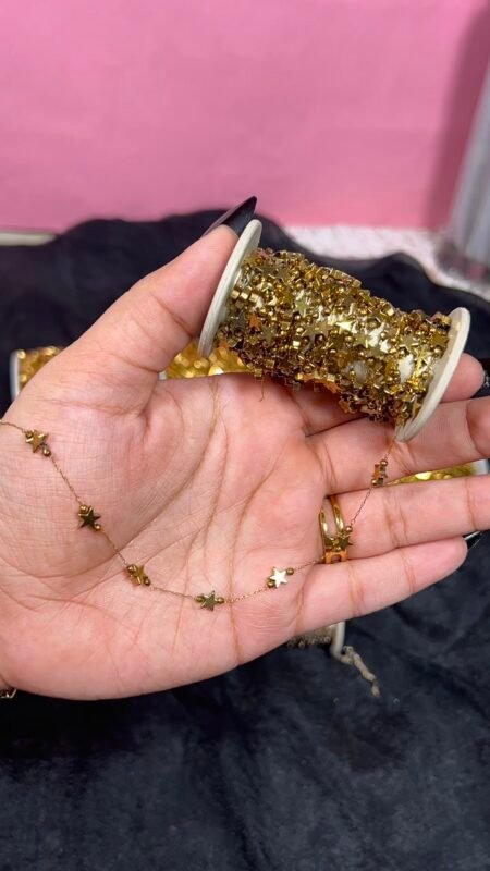Gold Star & Bead Station Stainless Steel Permanent Jewelry Chain