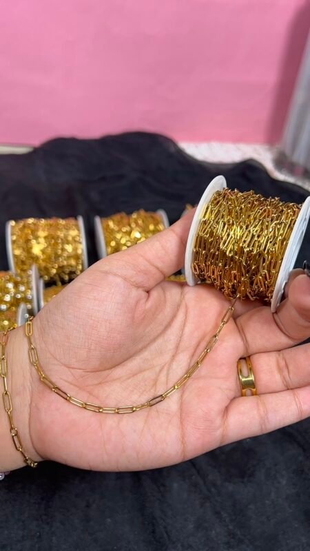 Gold Dainty Paperclip Link Stainless Steel Permanent Jewelry Chain