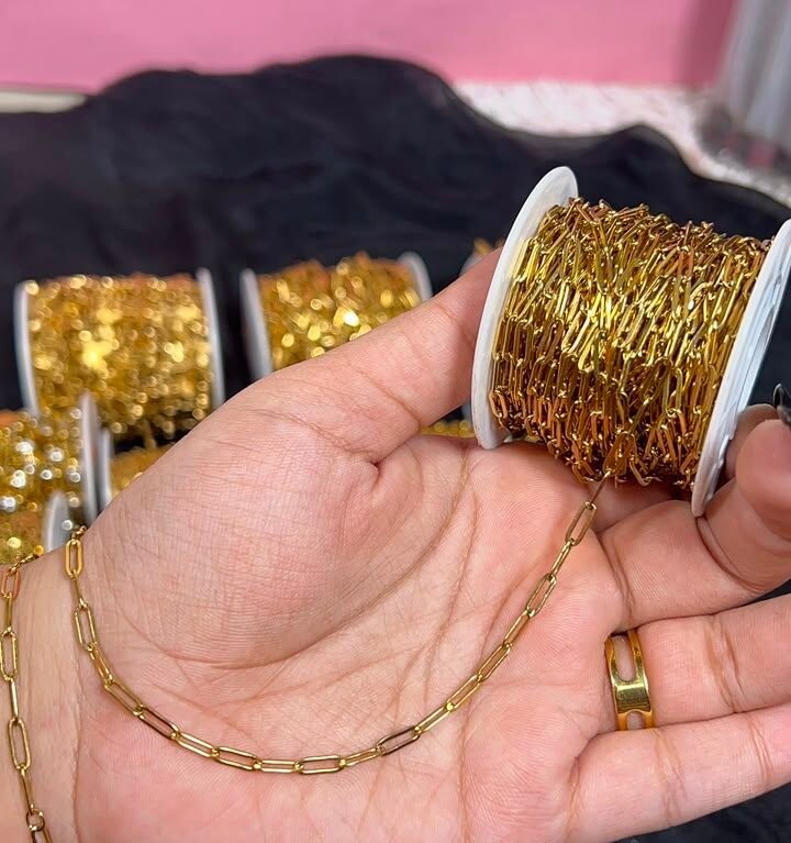 Gold Dainty Paperclip Link Stainless Steel Permanent Jewelry Chain