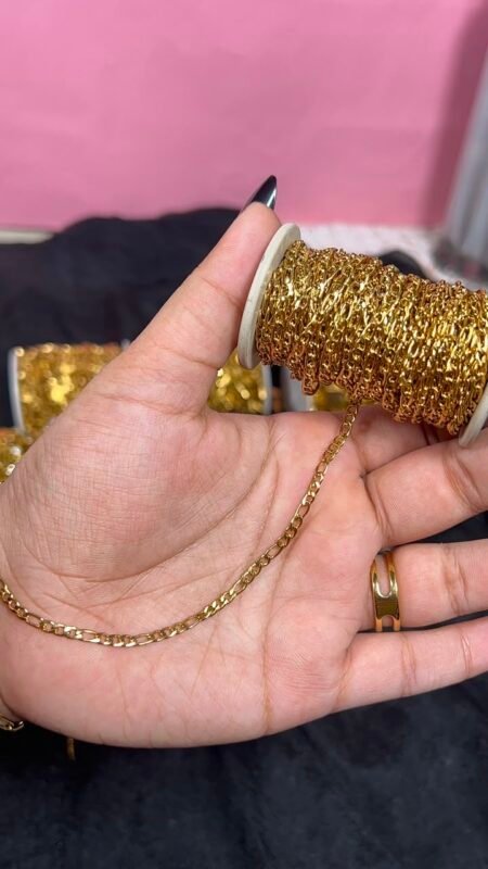 Gold Classic Figaro Link Stainless Steel Permanent Jewelry Chain