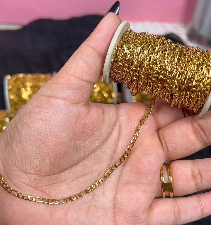 Gold Classic Figaro Link Stainless Steel Permanent Jewelry Chain