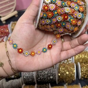 Multicolor Enamel Daisy Flower Permanent Chain
