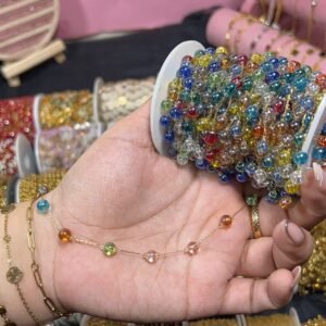 Multicolor Glass Bead Station Permanent Chain
