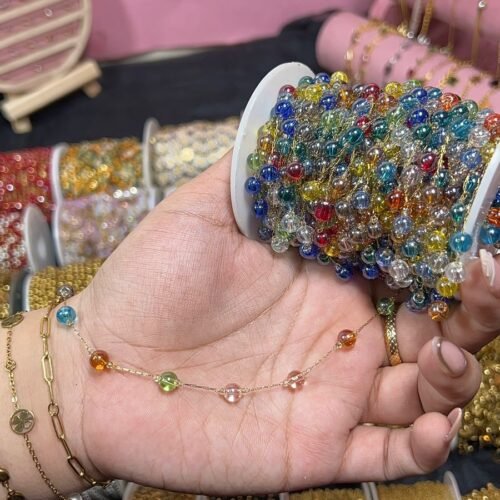 Multicolor Glass Bead Station Permanent Chain