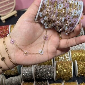 Pastel Lavender & White Beaded Flower Station Permanent Chain