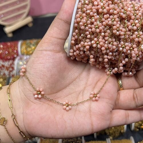 Blush Pink Beaded Flower Station Permanent Chain