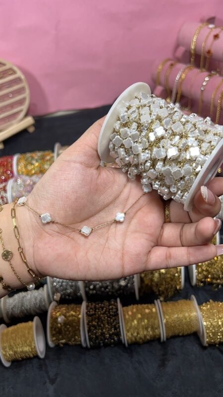 White Mother of Pearl Clover Station Permanent Chain