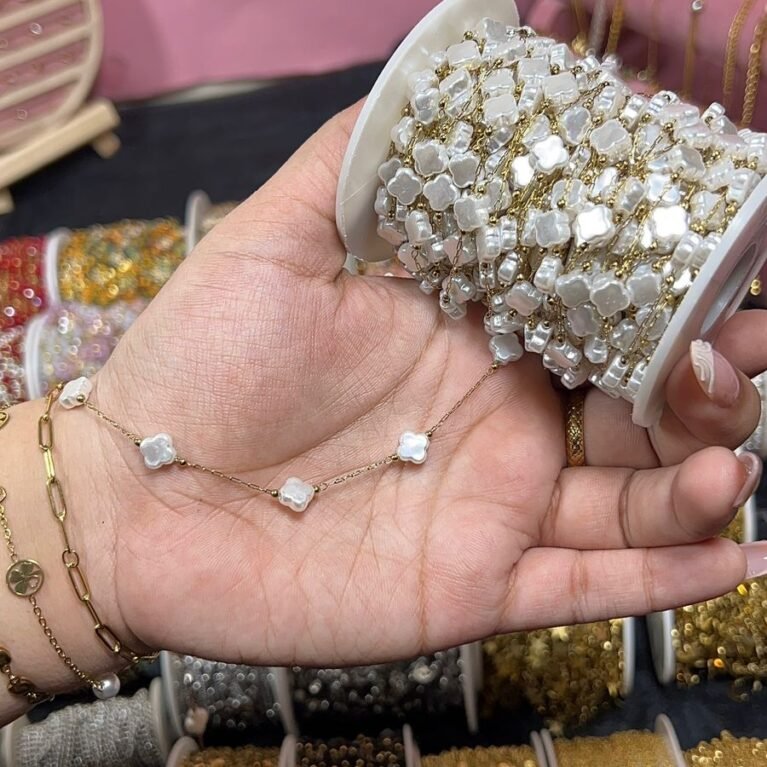 White Mother of Pearl Clover Station Permanent Chain