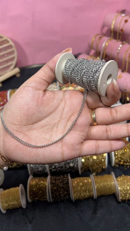 Silver Unisex Curb Link Permanent Chain