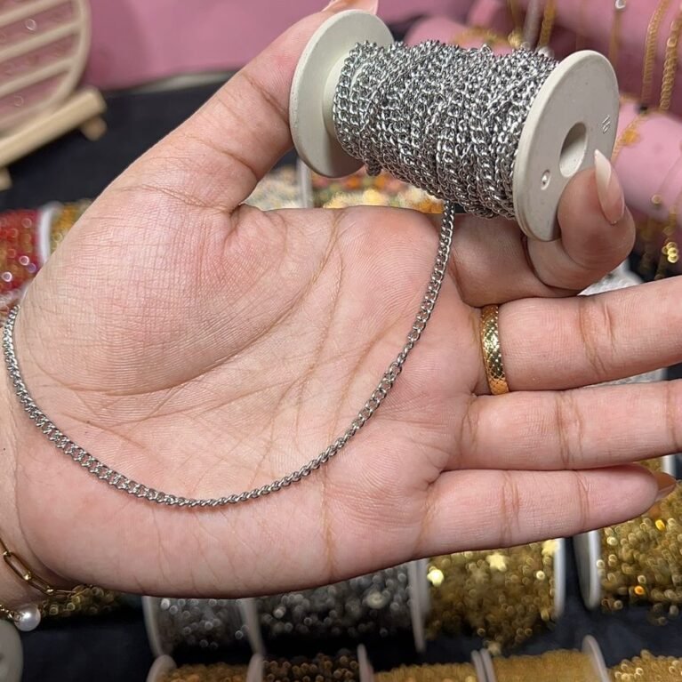 Silver Unisex Curb Link Permanent Chain