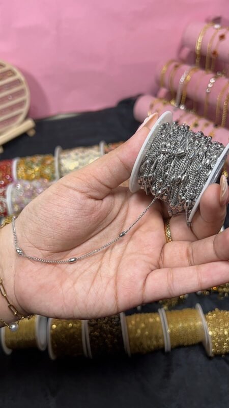 Silver Oval Bead Station Permanent Chain