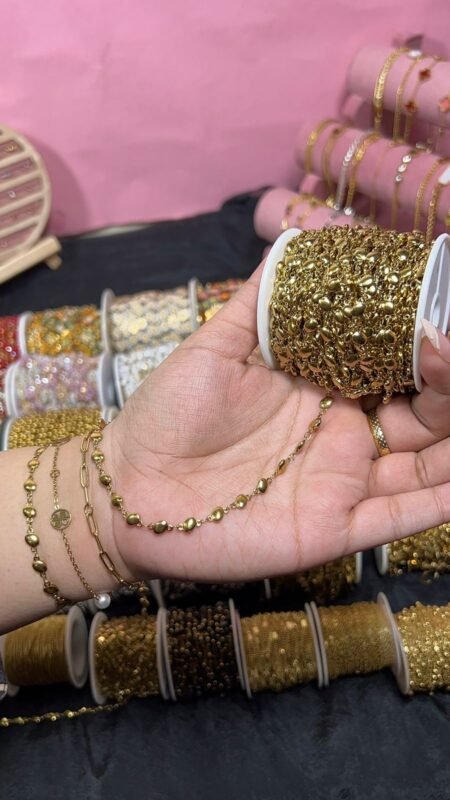 Polished Oval Bead Station Permanent Chain