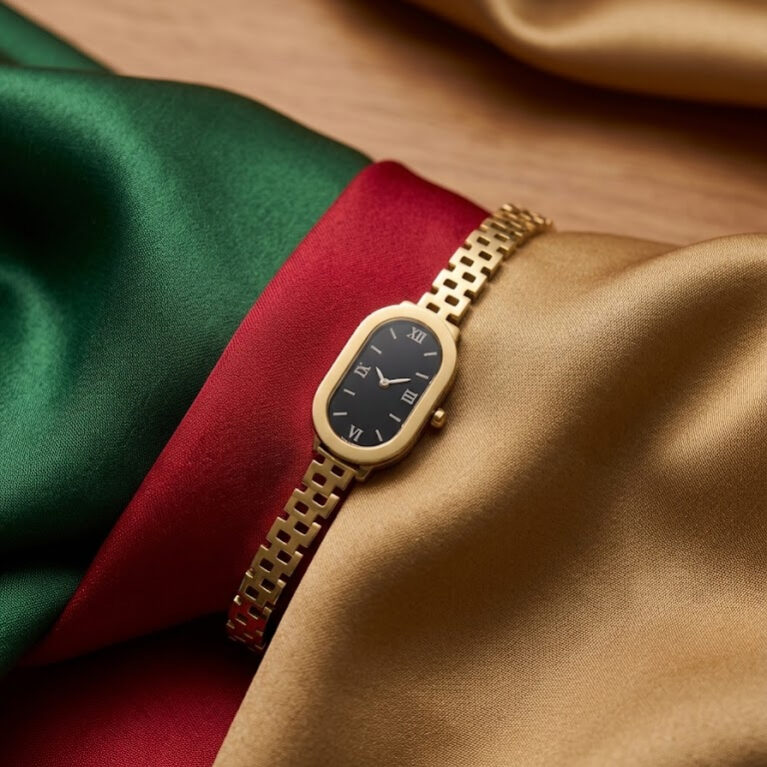 Classic Trendy Gucci Style Stainless Steel Handcuff (fake watch)