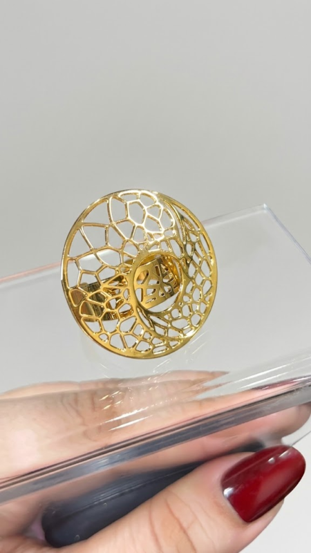Gold-Finish Stainless Steel Openwork Web Statement Ring