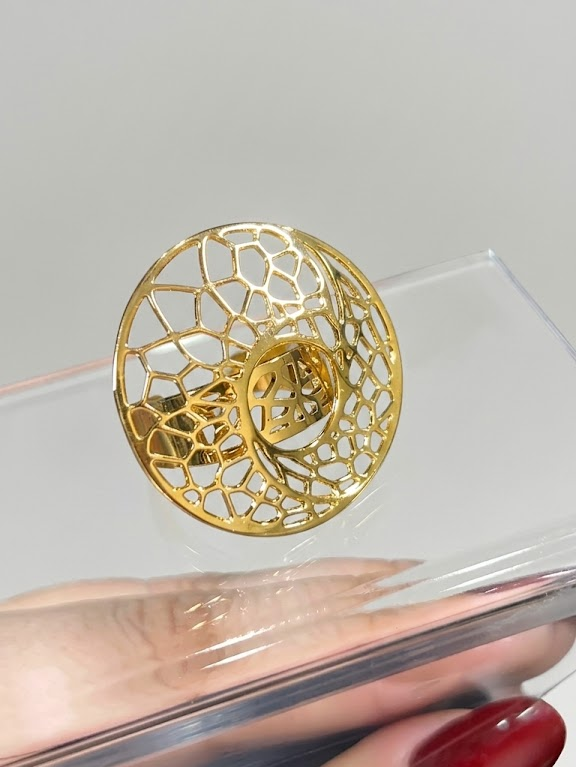 Gold-Finish Stainless Steel Openwork Web Statement Ring