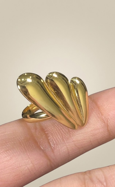 Stainless Steel Adjustable Triple Droplet Statement Ring