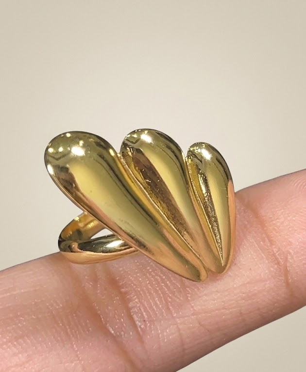 Stainless Steel Adjustable Triple Droplet Statement Ring