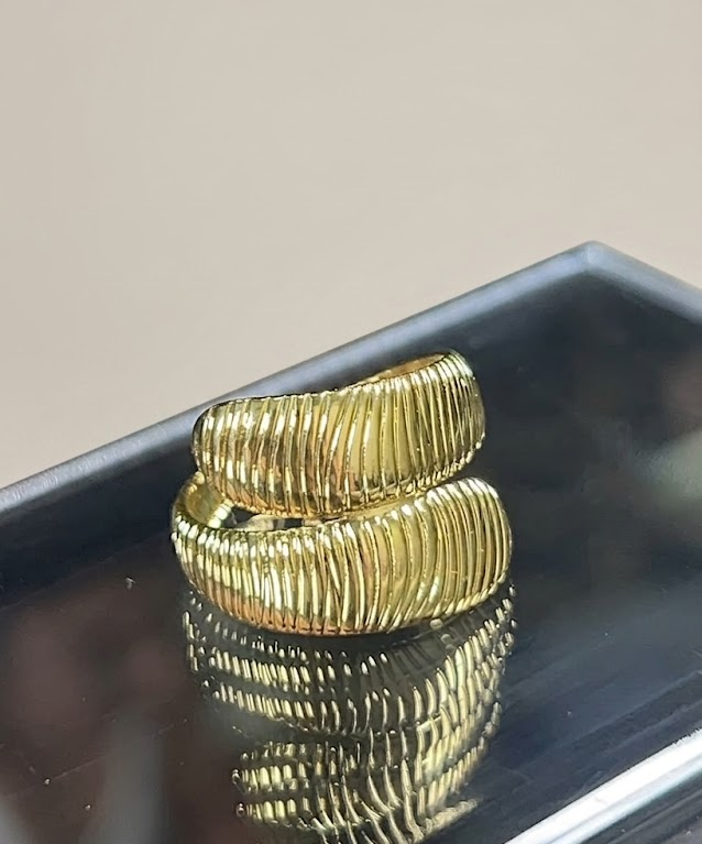 Stainless Steel Adjustable Ribbed Dome Statement Ring