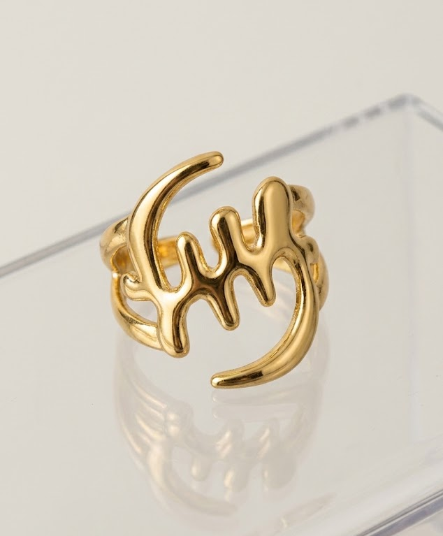 Stainless Steel Adjustable Abstract Melted Statement Ring