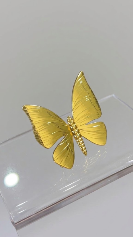 Stainless Steel Adjustable Butterfly Statement Ring