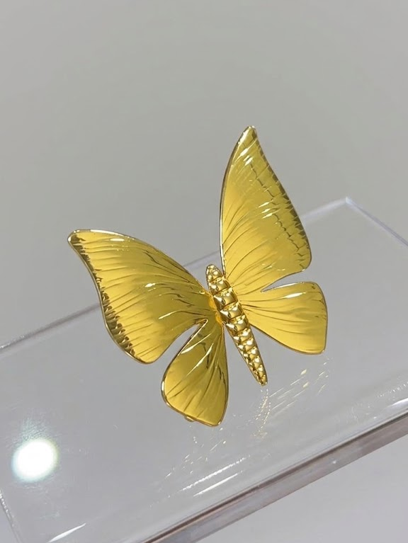 Stainless Steel Adjustable Butterfly Statement Ring