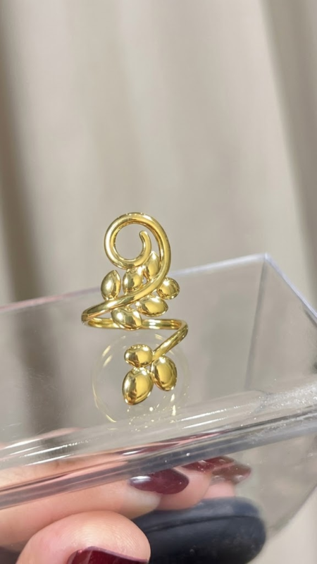 Stainless Steel Adjustable Leaf Vine Statement Ring