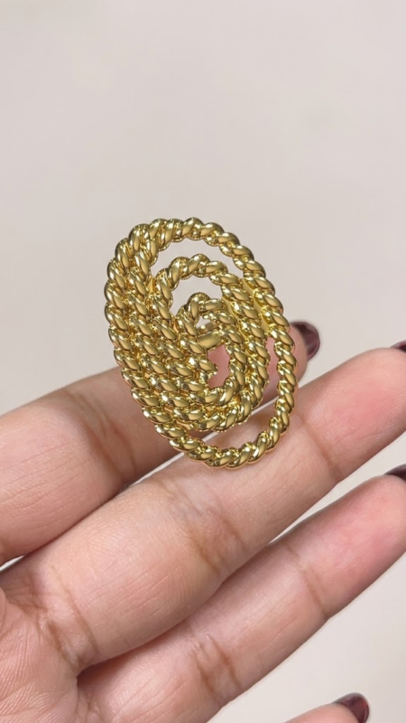 Stainless Steel Twisted Rope Spiral Statement Ring adjustable