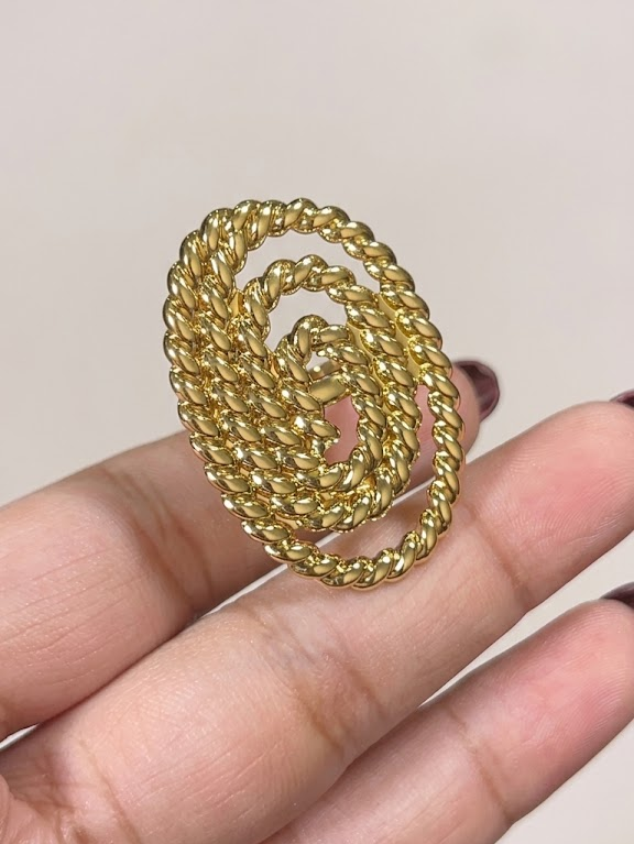 Stainless Steel Twisted Rope Spiral Statement Ring adjustable