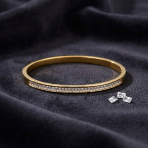 Minimal Zircon Stoned Stainless Steel Handcuff