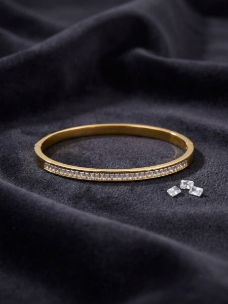 Minimal Zircon Stoned Stainless Steel Handcuff