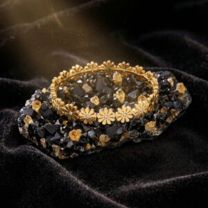 Sequence Floral Motif Stainless Steel Handcuff Bracelet with Stones